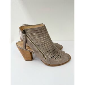 Paul Green Cayanne Peep Toe Sandal Booties Metallic Stacked Heel UK 5 US 7.5